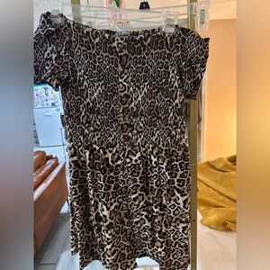 Off the shoulder cheetah romper